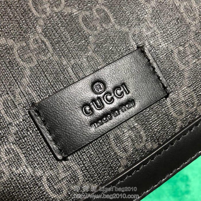 GUCCI 古馳男包 新款 449173 黑膠 男女通用款 黑色PVC Gucci單肩斜挎包